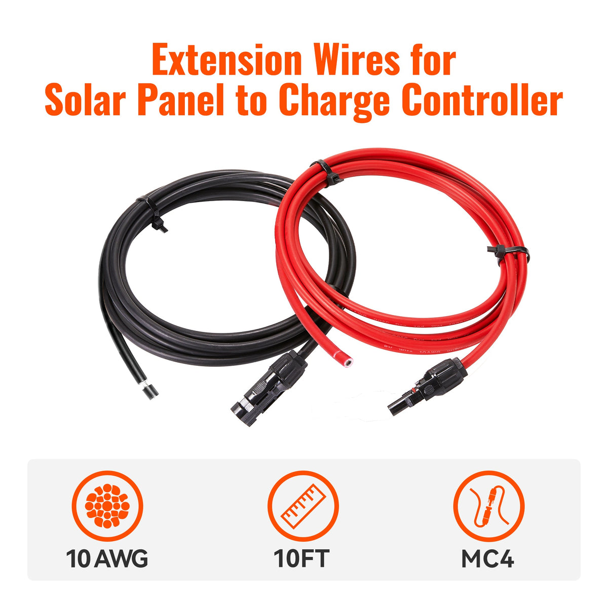 Rich Solar 10 Gauge Extension Cable to Connect Solar Panel to Charge Controller