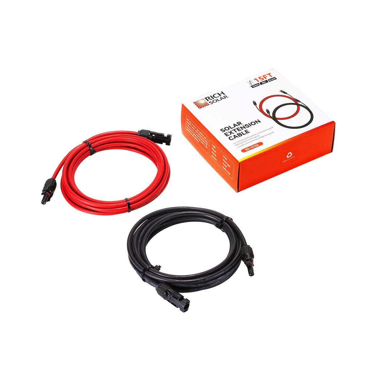 Rich Solar 10 Gauge Solar Panel Extension Cable with Male and Female Solar Connector Ends