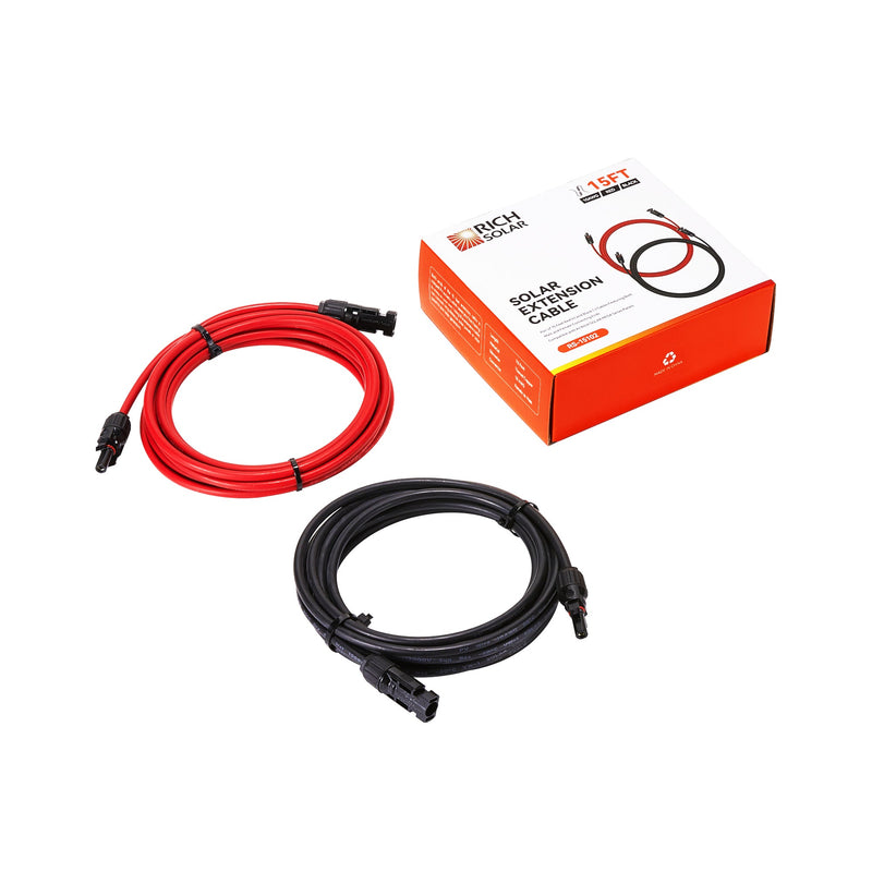 Rich Solar 10 Gauge Solar Panel Extension Cable with Male and Female Solar Connector Ends