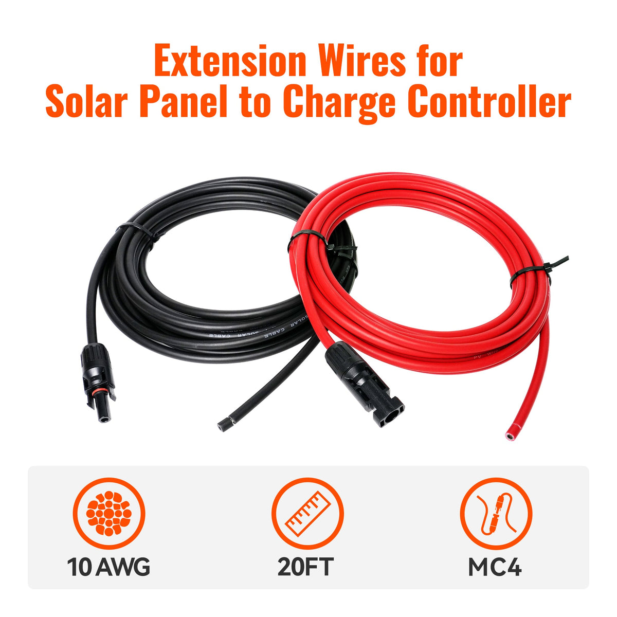 Rich Solar 10 Gauge Extension Cable to Connect Solar Panel to Charge Controller