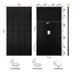 Rich Solar MEGA 250 PRO ONYX 250 Watt 24 Volt Solar Panel