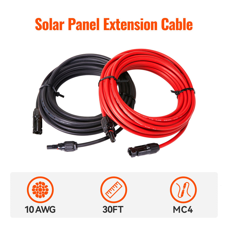 Rich Solar 10 Gauge Solar Panel Extension Cable with Male and Female Solar Connector Ends
