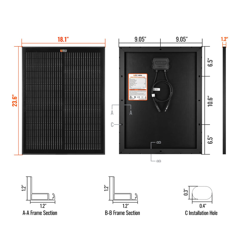 Rich Solar MEGA 50 ONYX 50 Watt Solar Panel