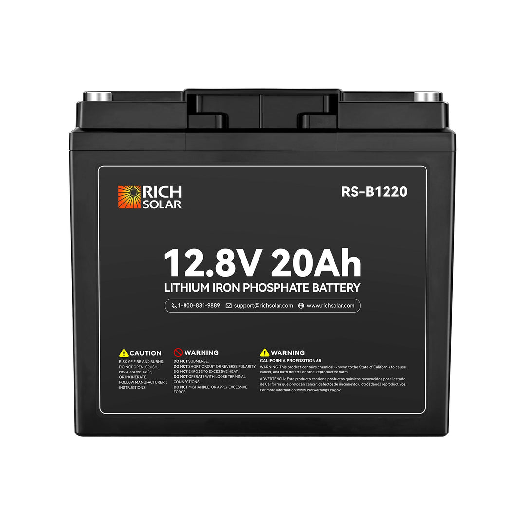 Rich Solar 12V 20Ah LiFePO4 Battery 256Wh Lithium Battery, 3,000+ Cycles