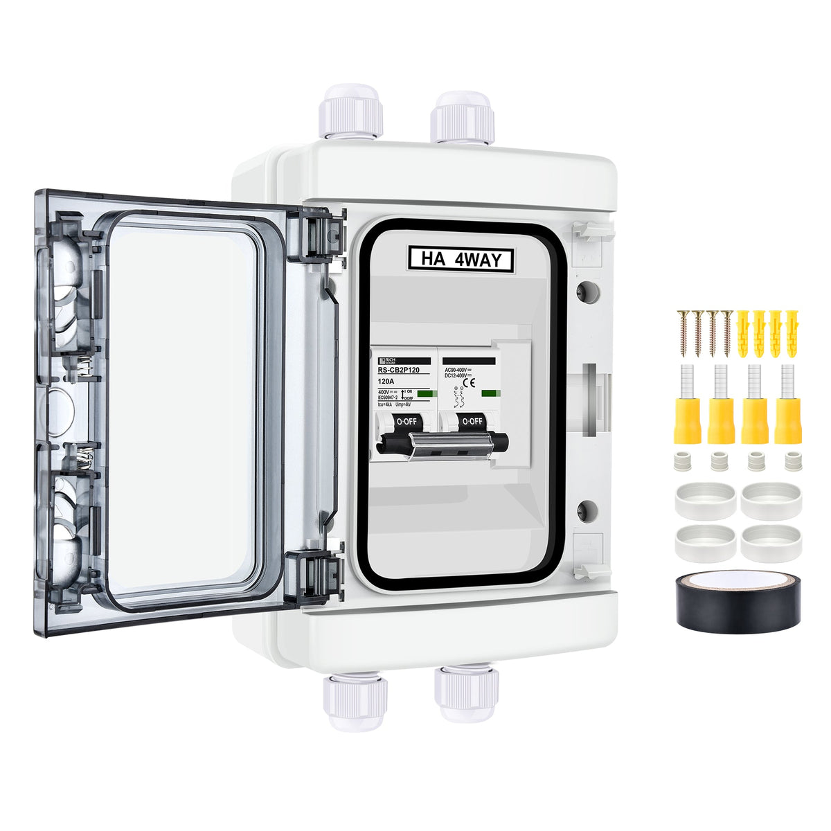 Rich Solar 2 Pole Outdoor Circuit Breaker Box Outdoor Circuit Breaker Box with 2 Poles and Solar Isolator Disconnect Switch