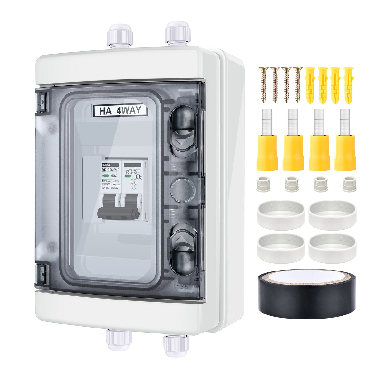 Rich Solar 2 Pole Outdoor Circuit Breaker Box Outdoor Circuit Breaker Box with 2 Poles and Solar Isolator Disconnect Switch