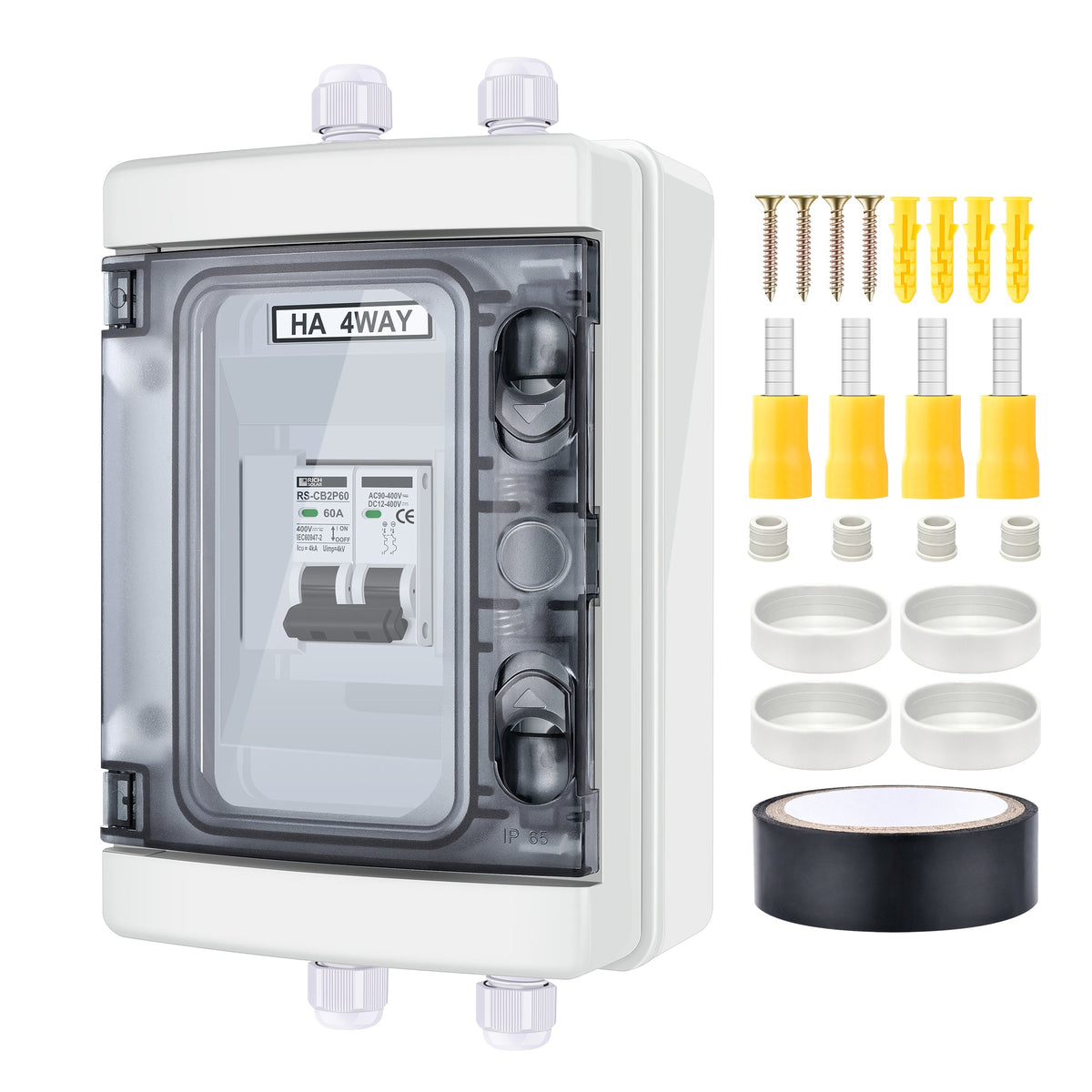 Rich Solar 2 Pole Outdoor Circuit Breaker Box Outdoor Circuit Breaker Box with 2 Poles and Solar Isolator Disconnect Switch
