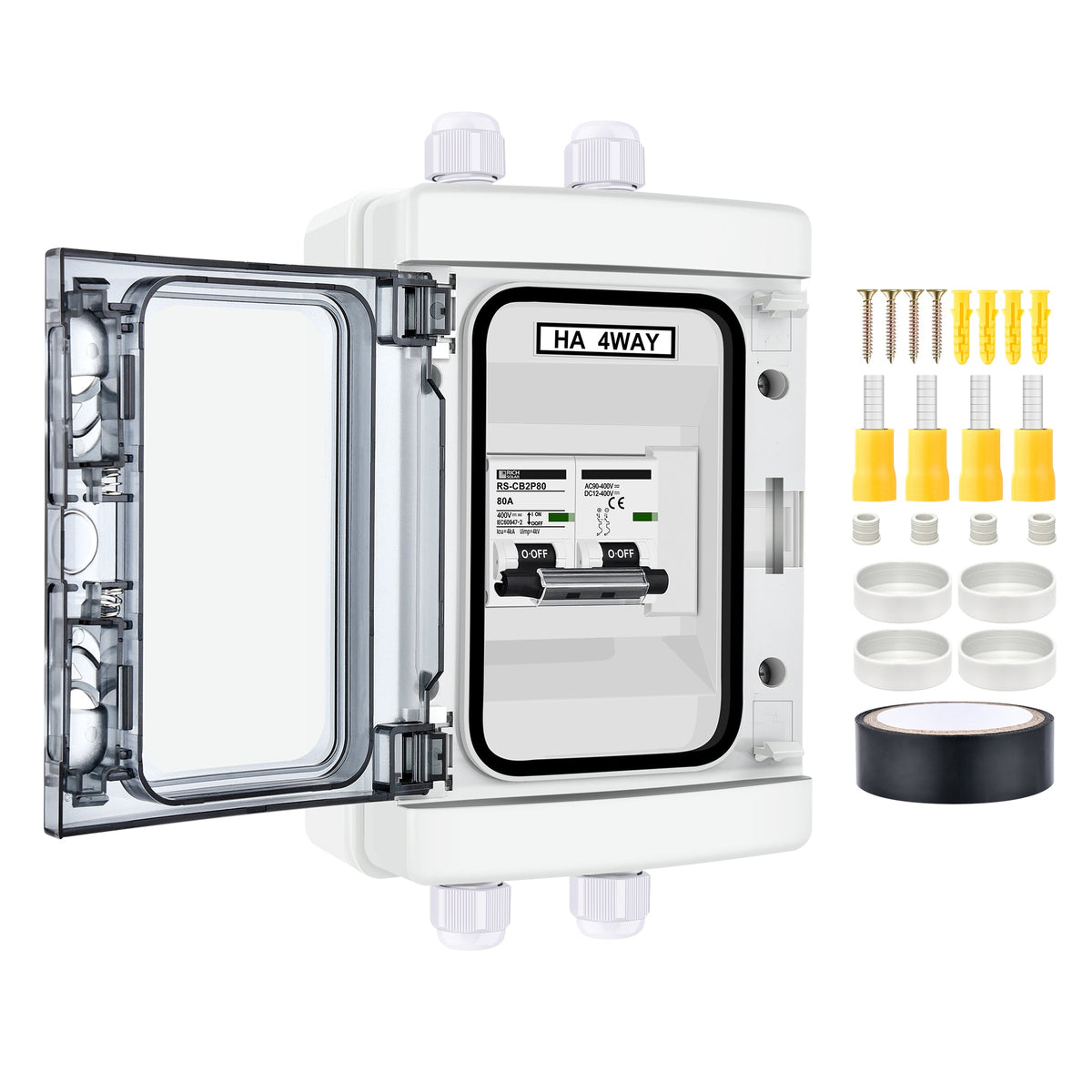 Rich Solar 2 Pole Outdoor Circuit Breaker Box Outdoor Circuit Breaker Box with 2 Poles and Solar Isolator Disconnect Switch