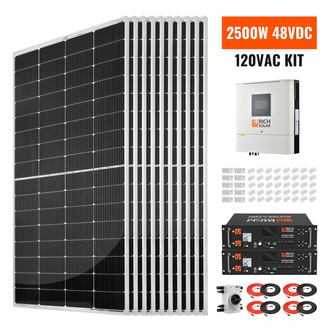 Rich Solar 2500W 48VDC-120VAC Solar Kit