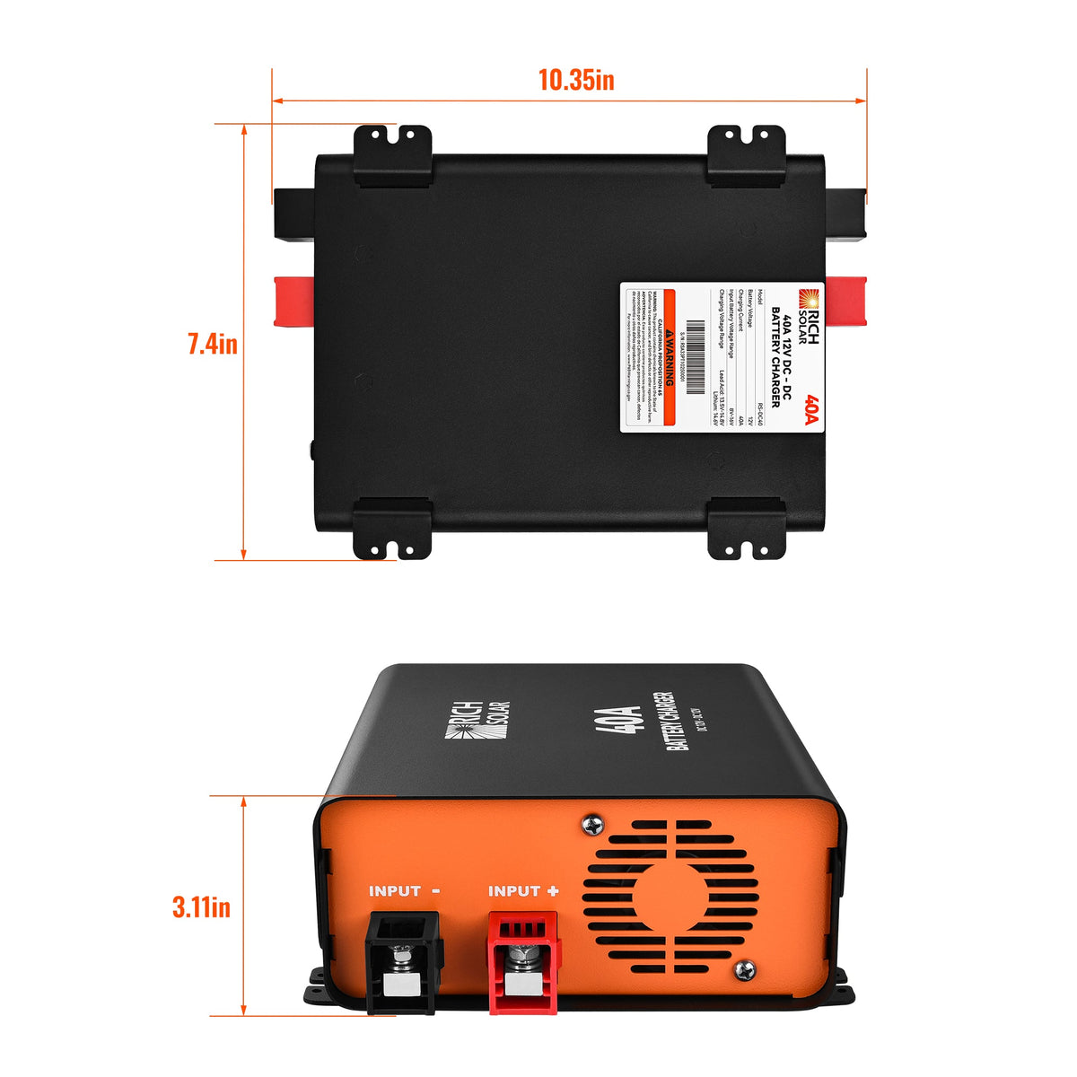 Rich Solar 12V 40A DC-DC Battery Charger for RVs, Vans, Boats & Off-Grid Systems