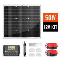 Rich Solar 50 Watt Solar Kit Includes 50W Solar Panel + 30A PWM Solar Controller + Wires and Brackets