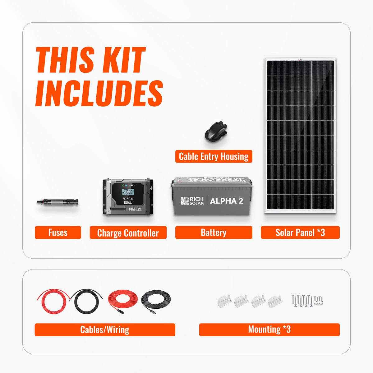 Rich Solar 600W Solar Kit with Battery Solar + Energy Storage Kit for RVs, Vans & Off-Grid Applications