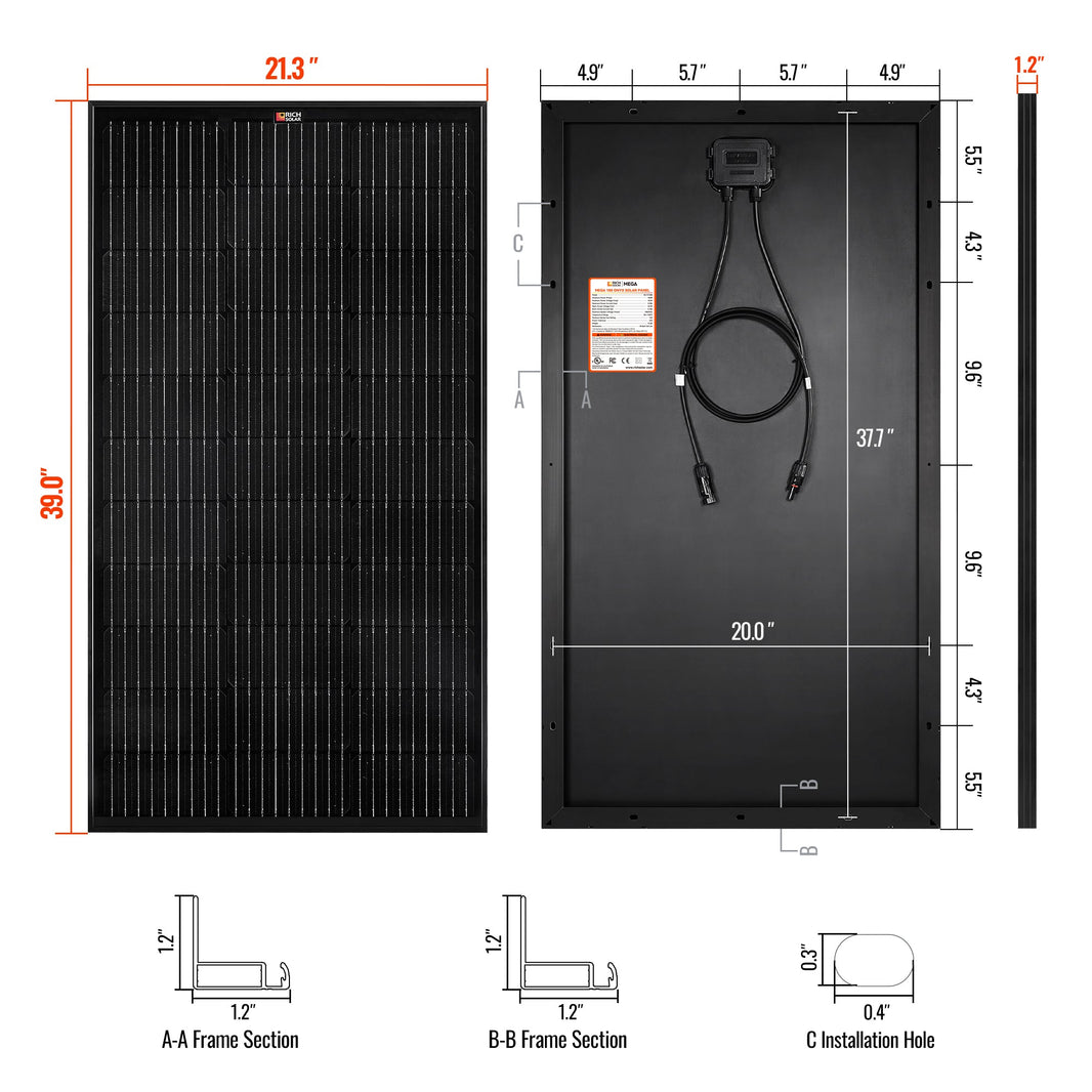 Rich Solar MEGA 100 ONYX 100 Watt Solar Panel
