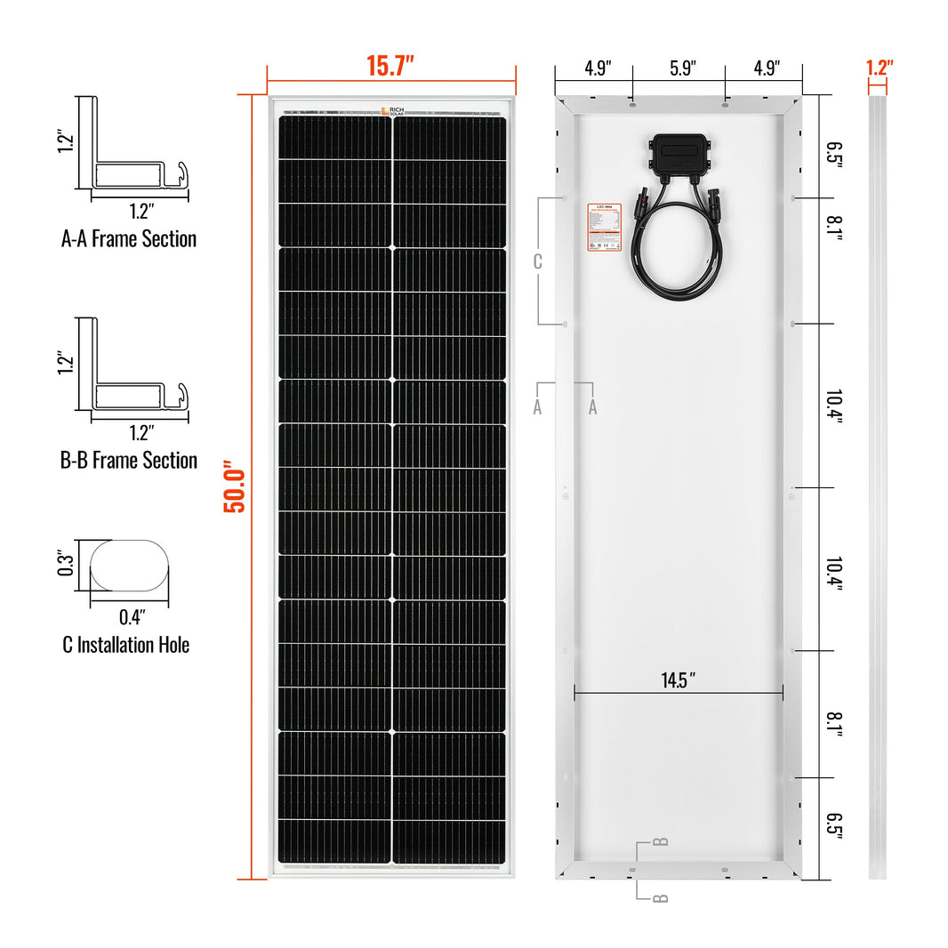 Rich Solar MEGA 100 SLIM 100 Watt Slim Solar Panel