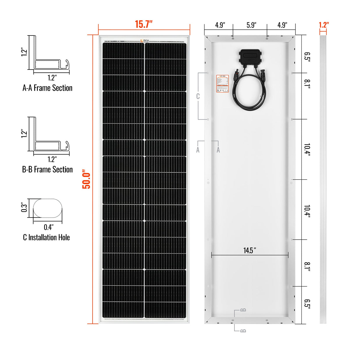 Rich Solar MEGA 100 SLIM 100 Watt Slim Solar Panel