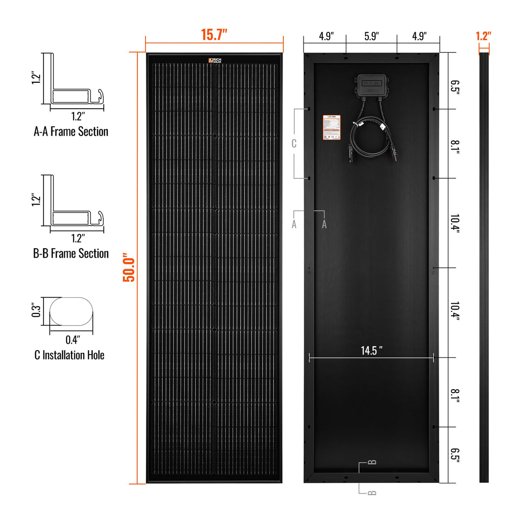 Rich Solar MEGA 100 SLIM ONYX 100 Watt Slim Solar Panel