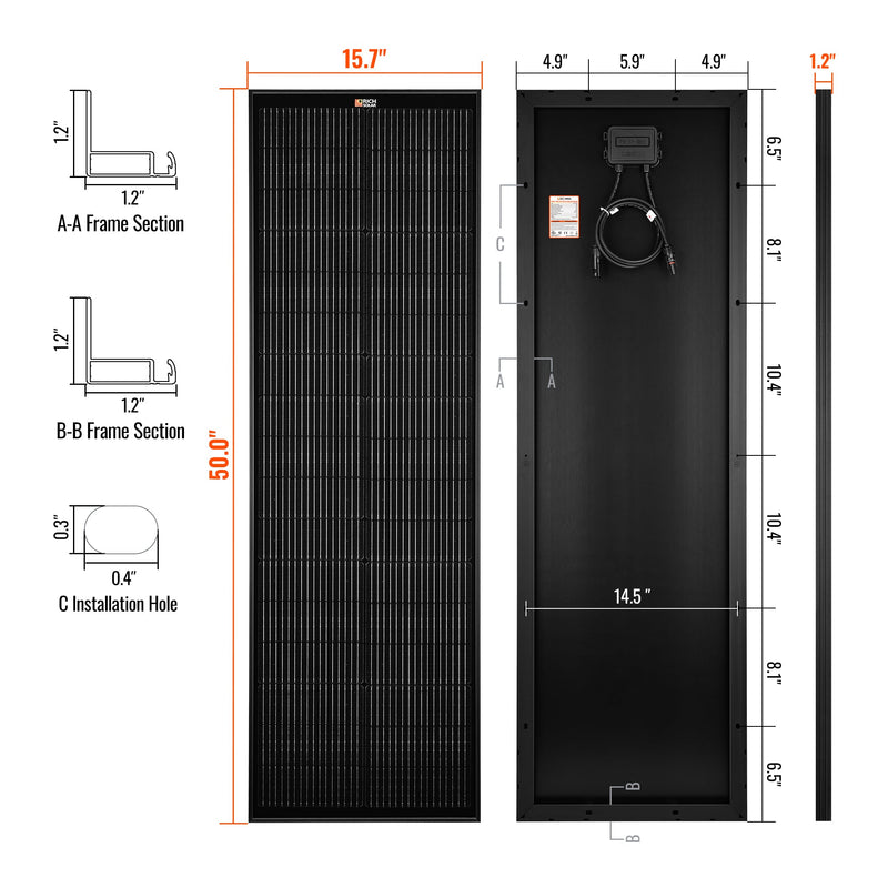 Rich Solar MEGA 100 SLIM ONYX 100 Watt Slim Solar Panel