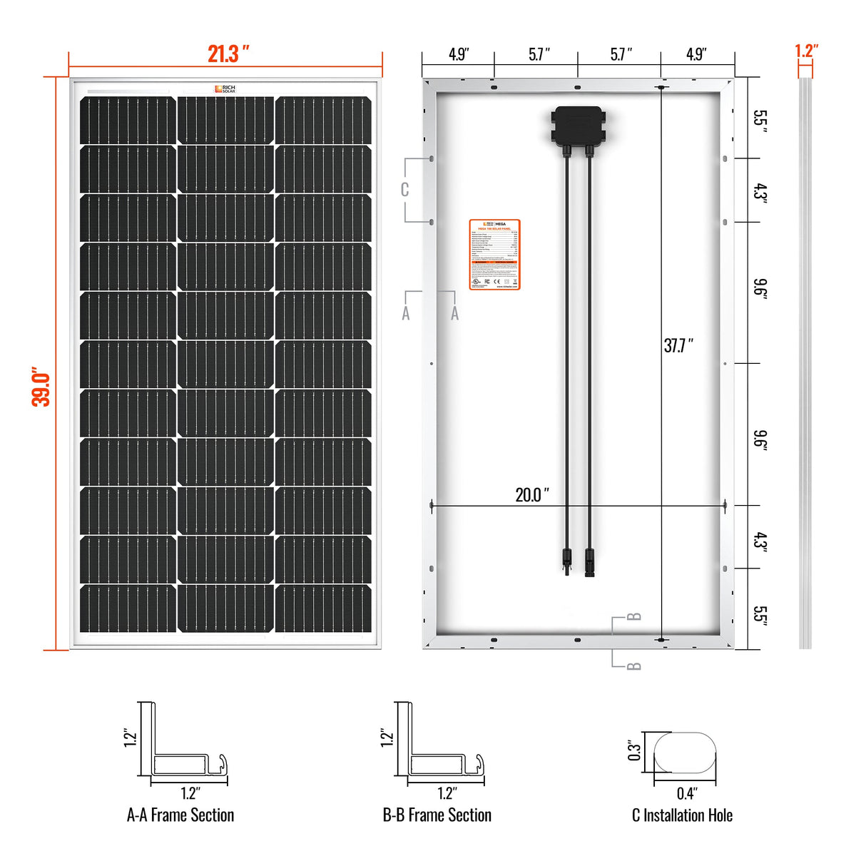 Rich Solar MEGA 100 100 Watt Solar Panel