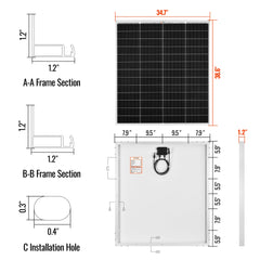 Rich Solar MEGA 175 PRO 175 Watt Solar Panel with 20 FT MC4 Extension Cable Set