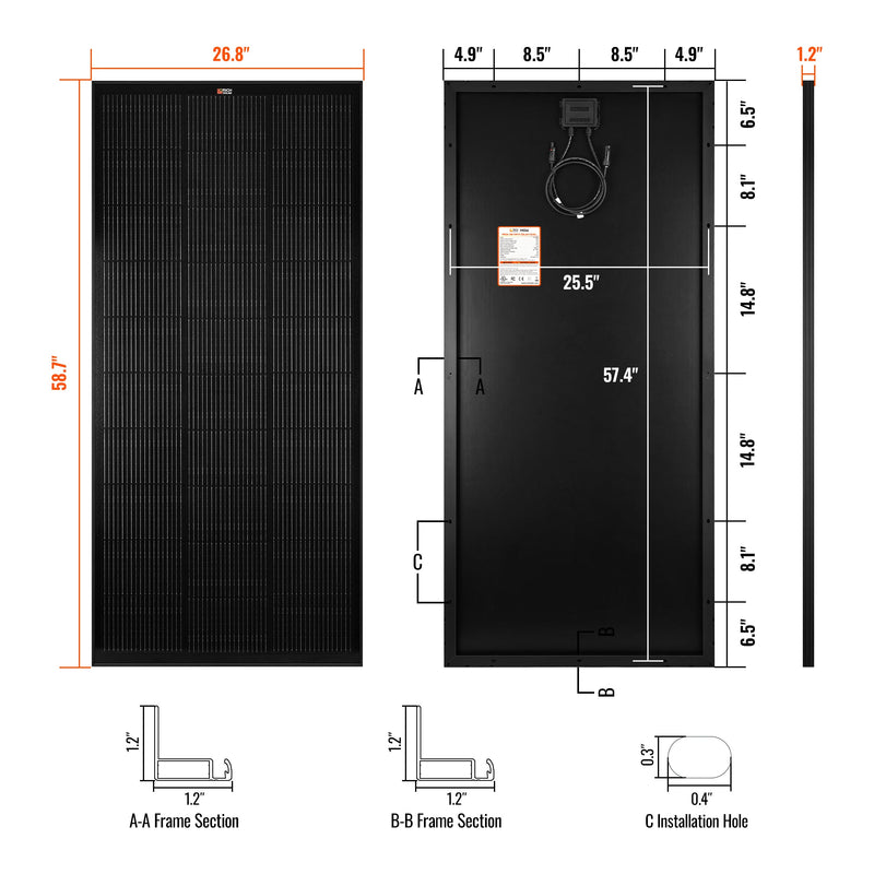 Rich Solar MEGA 200 ONYX 200 Watt Solar Panel