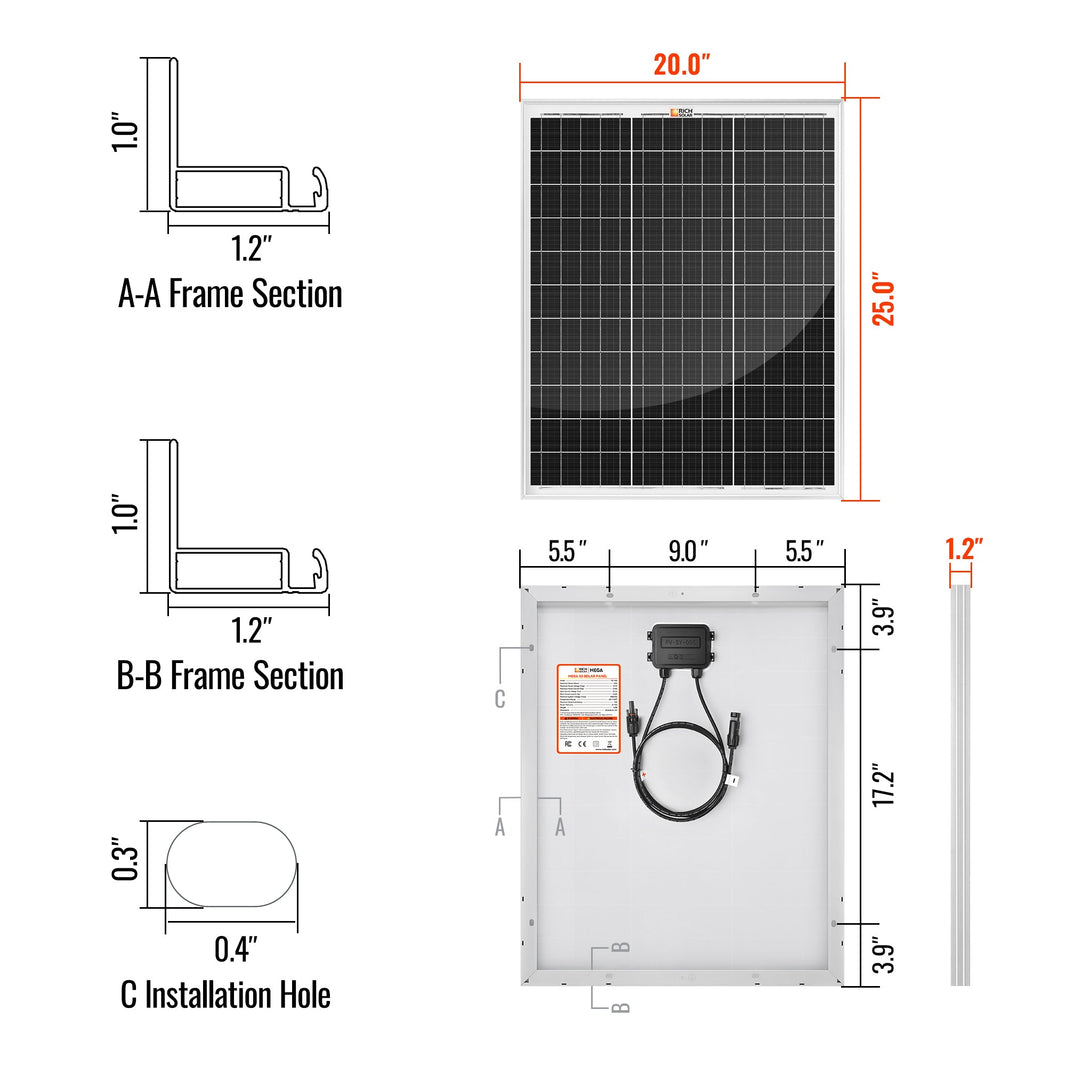 Rich Solar MEGA 55 55 Watt Solar Panel