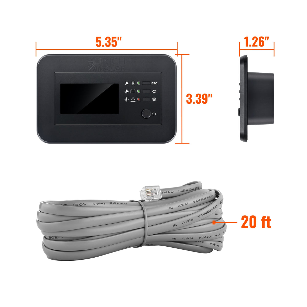 Rich Solar Inverter Remote Controller with LCD Wall-Mount Meter for NOVA SWITCH & SUPERCHARGER