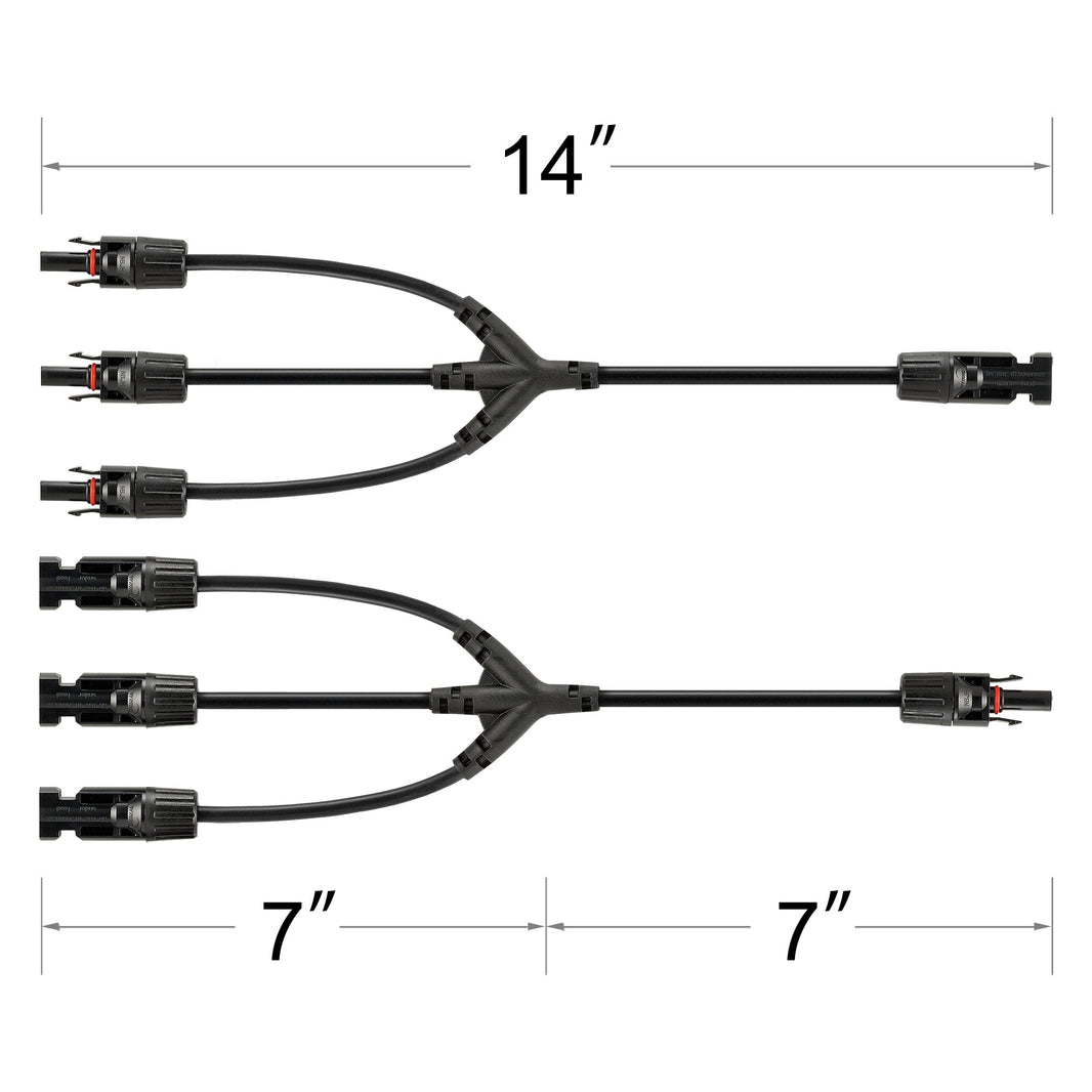 Rich Solar Y Branch Parallel Adapters 3-to-1 3-to-1 Weatherproof Parallel Adapters for Solar Panels