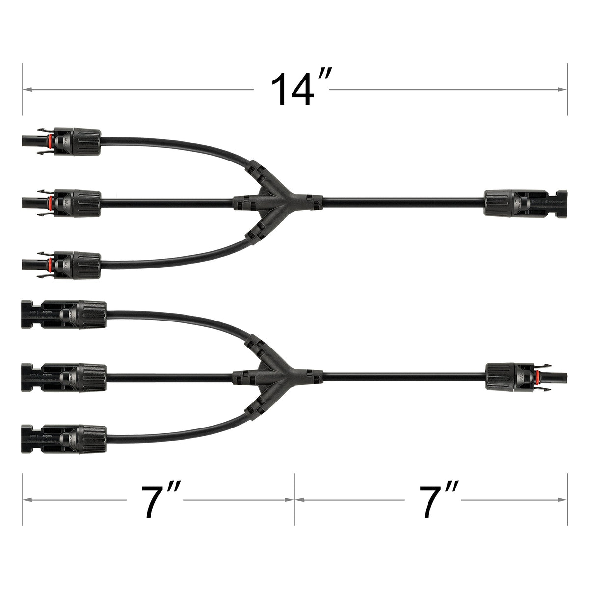 Rich Solar Y Branch Parallel Adapters 3-to-1 3-to-1 Weatherproof Parallel Adapters for Solar Panels