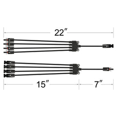 Rich Solar Y Branch Parallel Adapters 4-to-1 4-to-1 Weatherproof Parallel Adapters for Solar Panels