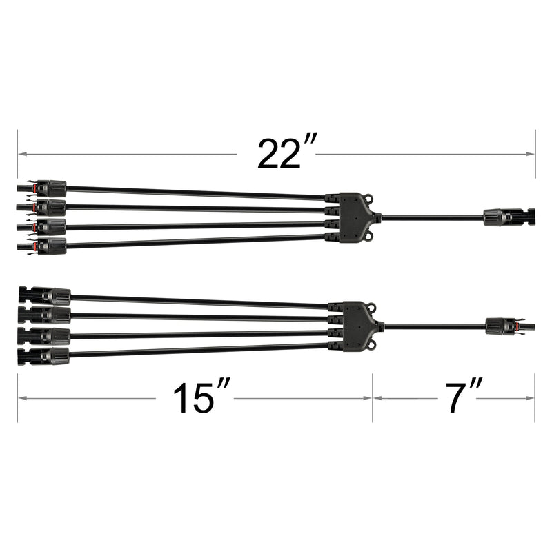 Rich Solar Y Branch Parallel Adapters 4-to-1 4-to-1 Weatherproof Parallel Adapters for Solar Panels
