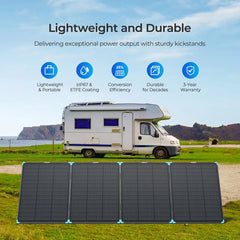 Renogy N-type portable solar panel suitcase open on the ground