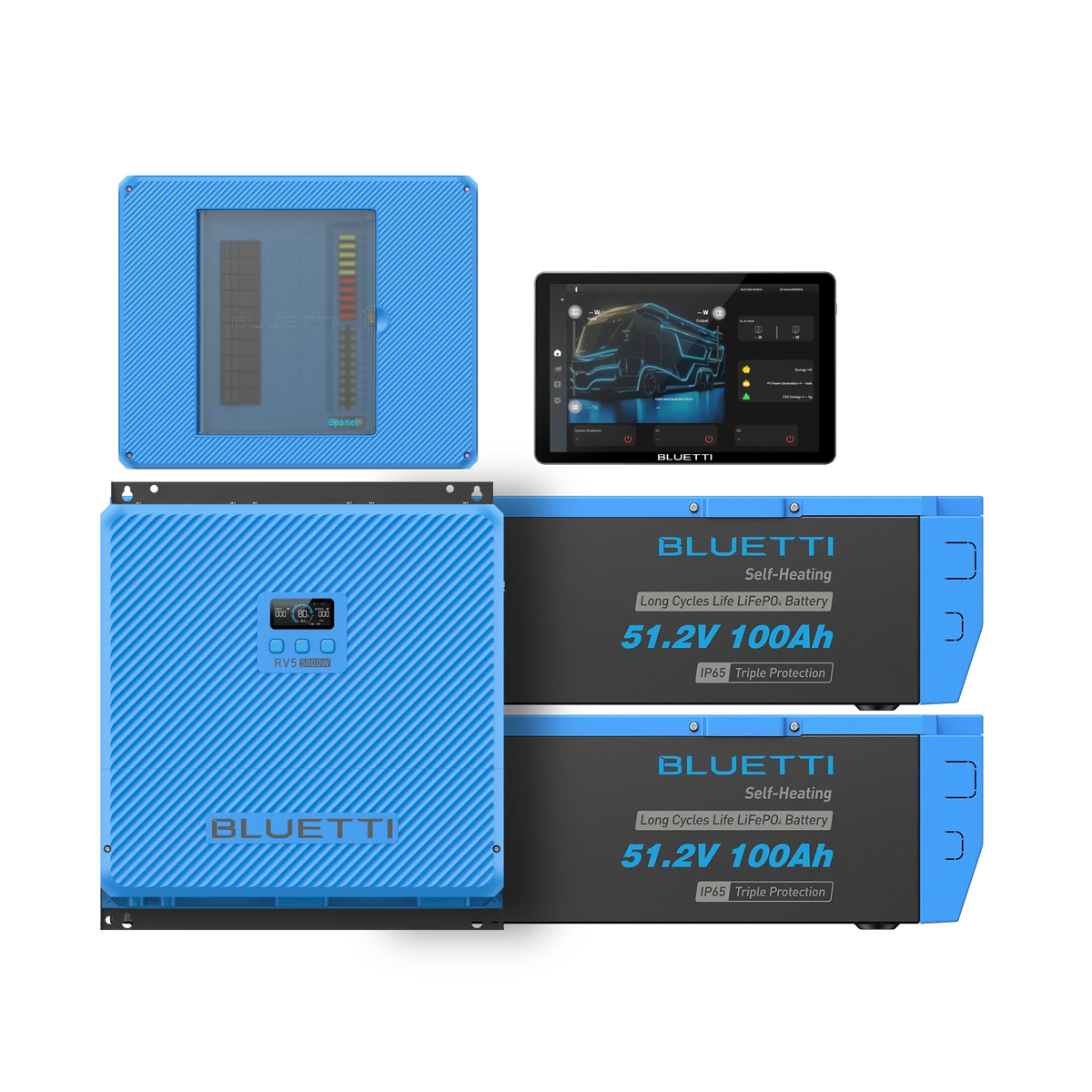BLUETTI RV5 10kWh RV kit with two B4810 batteries Epanel and Epad