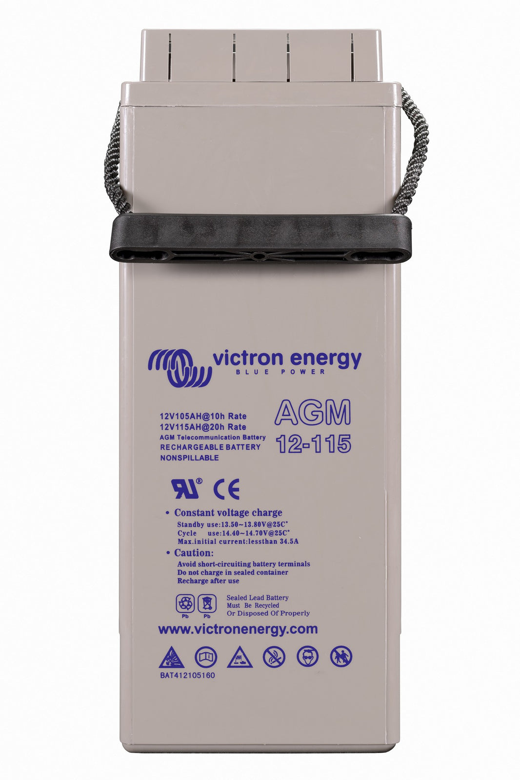 Victron AGM Telecom battery 12V 115Ah, front-terminal, end label