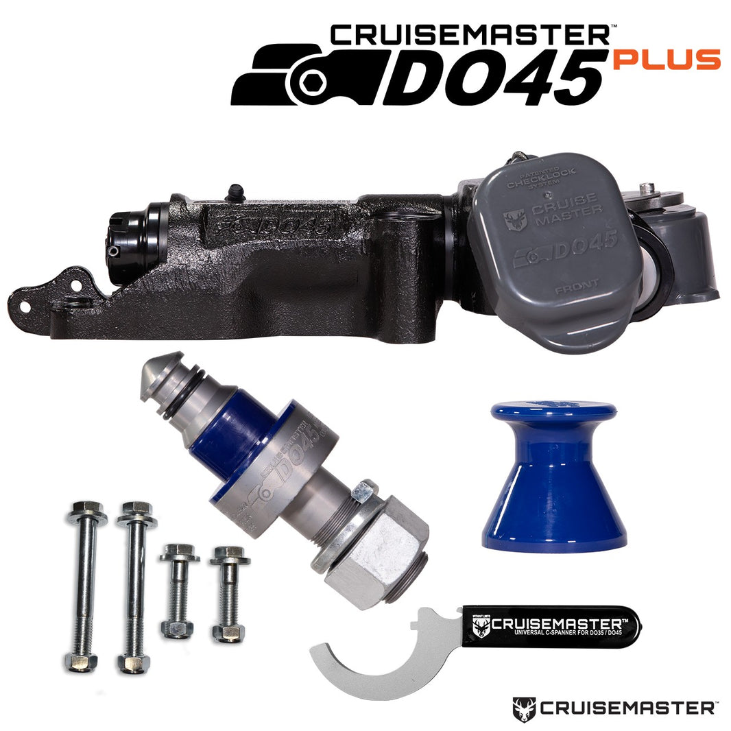 Cruisemaster DO45 Plus articulating coupling, no handbrake, with tow pin, cover and fitting bolts