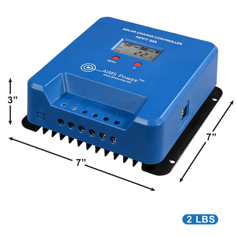 AIMS Power 30A MPPT Solar Charge Controller with LCD and USB - view 2
