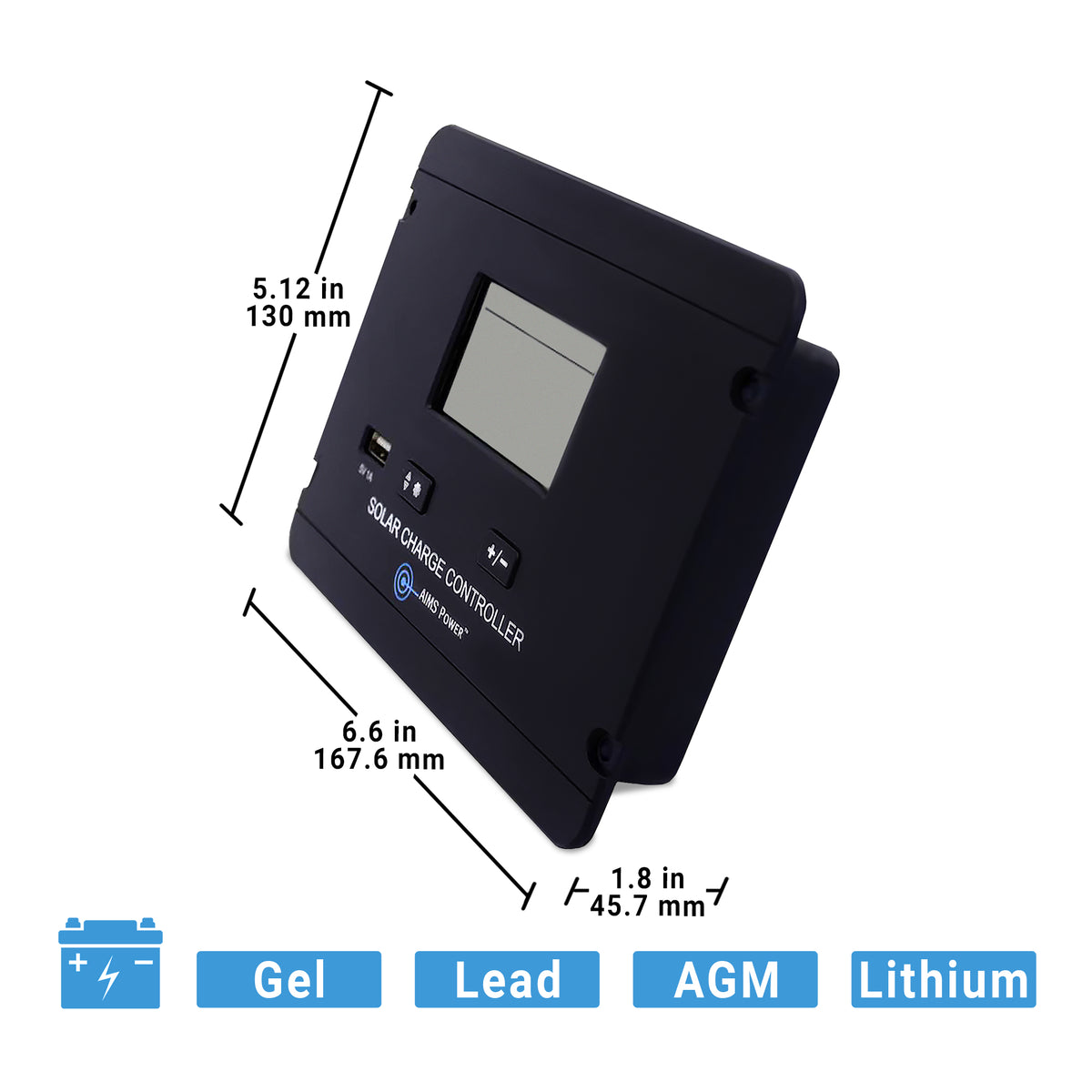 AIMS Power 30A PWM Flush Mount Solar Charge Controller 12/24V - view 4