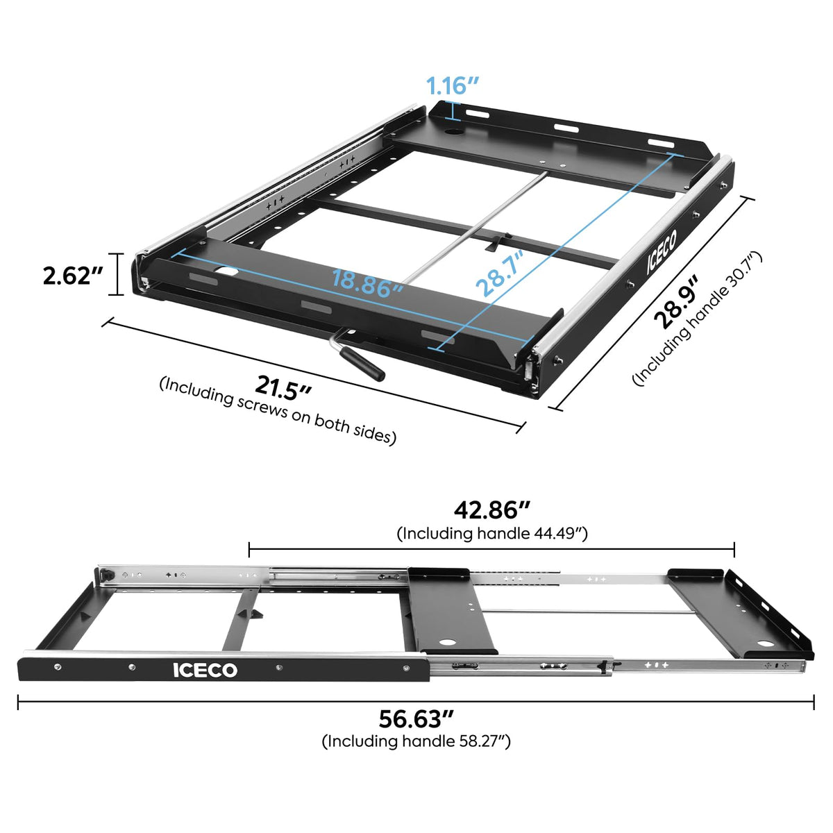 ICECO fridge slide mount for APL55 and VL60ProS, black steel tray