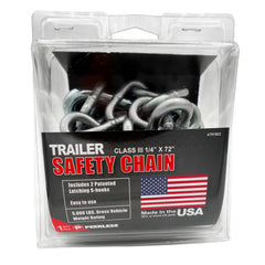 Peerless trailer safety chain 1/4 x 72 with latching S-hooks