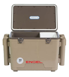 Engel UC30-RH 30 Qt Dry Box Cooler with Rod Holders - Tan