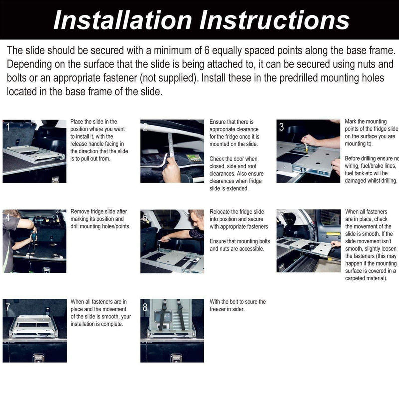 ICECO fridge slide mount for VL35ProS, VL45ProS and APL35, black steel tray
