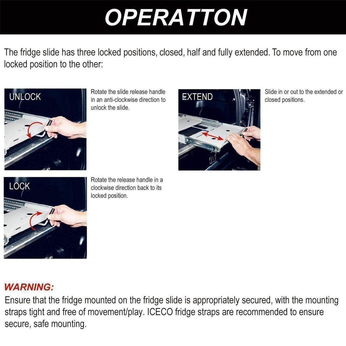 ICECO fridge slide mount for APL55 and VL60ProS, black steel tray