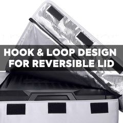 ICECO insulated protective cover on a VL90ProD dual zone fridge, gray