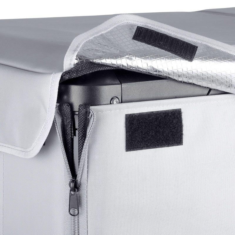 ICECO insulated protective cover on a VL75ProD dual zone fridge, gray