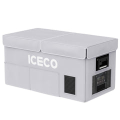 ICECO insulated protective cover on a VL75ProD dual zone fridge, gray