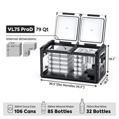 ICECO VL75ProD dual zone portable fridge freezer, black