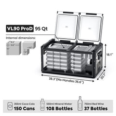 ICECO VL90ProD dual zone portable fridge freezer, black