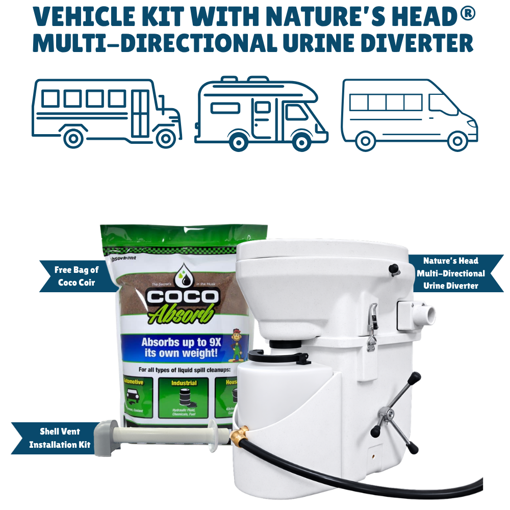 Nature's Head Vehicle Kit with Multi-Directional Urine Diverter Toilet