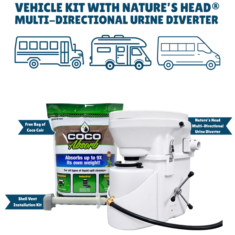 Nature's Head Vehicle Kit with Multi-Directional Urine Diverter Toilet