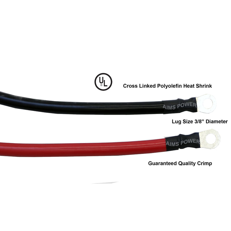 AIMS Power 4 AWG 8 ft Inverter Battery Cable Set, Black and Red - view 2