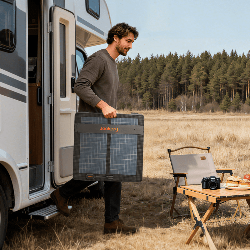 Jackery SolarSaga 100 Air portable solar panel on its stand